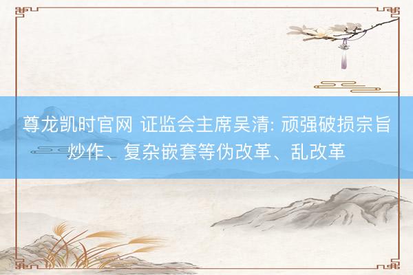 尊龙凯时官网 证监会主席吴清: 顽强破损宗旨炒作、复杂嵌套等伪改革、乱改革