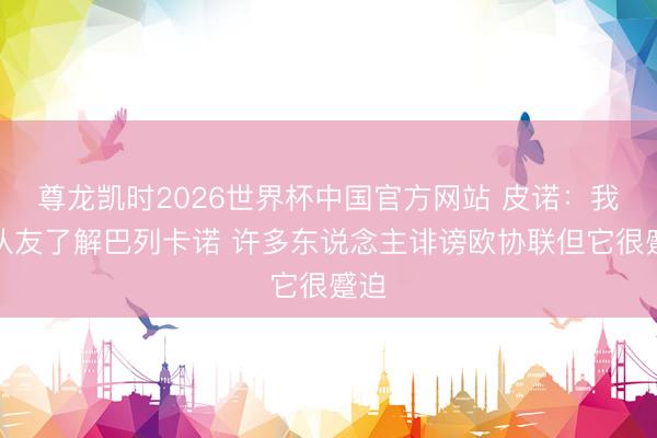 尊龙凯时2026世界杯中国官方网站 皮诺：我帮队友了解巴列卡诺 许多东说念主诽谤欧协联但它很蹙迫