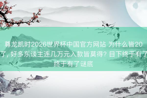 尊龙凯时2026世界杯中国官方网站 为什么皆2026年了， 好多东谈主连几万元入款皆莫得? 目下终于有了谜底
