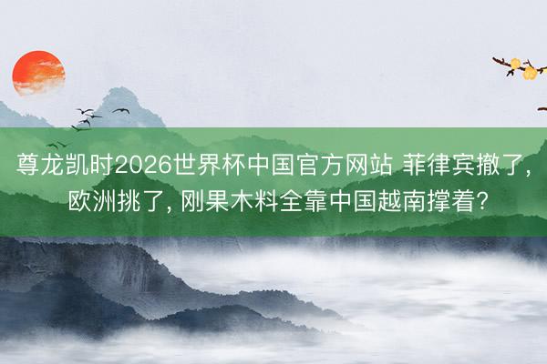 尊龙凯时2026世界杯中国官方网站 菲律宾撤了， 欧洲挑了， 刚果木料全靠中国越南撑着?