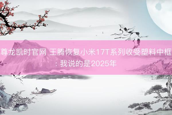 尊龙凯时官网 王腾恢复小米17T系列收受塑料中框: 我说的是2025年