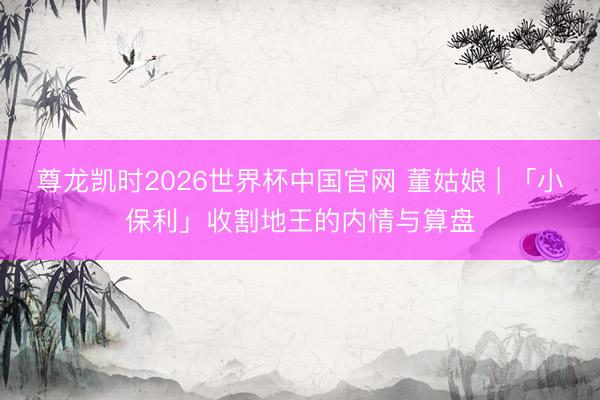 尊龙凯时2026世界杯中国官网 董姑娘 | 「小保利」收割地王的内情与算盘
