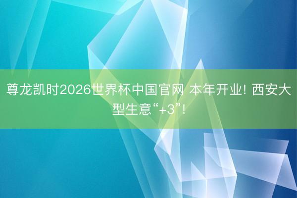 尊龙凯时2026世界杯中国官网 本年开业! 西安大型生意“+3”!