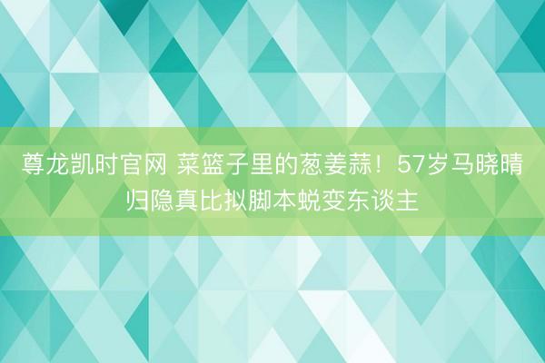 尊龙凯时官网 菜篮子里的葱姜蒜！57岁马晓晴归隐真比拟脚本蜕变东谈主