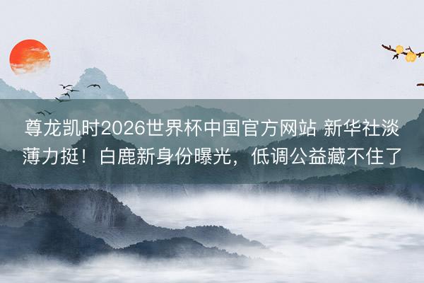 尊龙凯时2026世界杯中国官方网站 新华社淡薄力挺！白鹿新身份曝光，低调公益藏不住了
