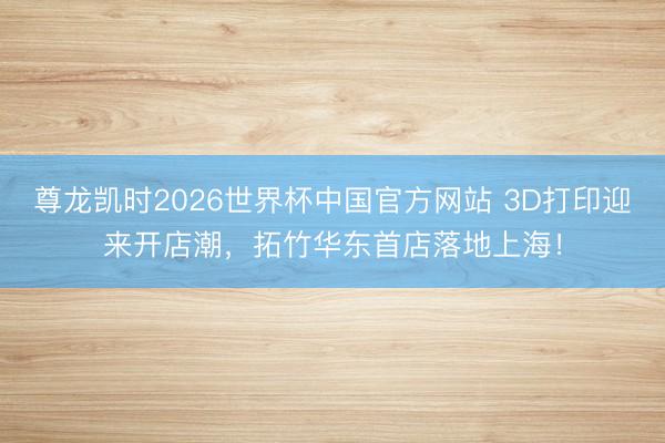 尊龙凯时2026世界杯中国官方网站 3D打印迎来开店潮，拓竹华东首店落地上海！