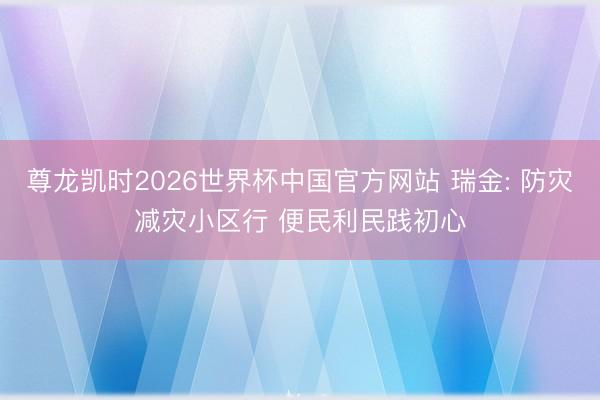 尊龙凯时2026世界杯中国官方网站 瑞金: 防灾减灾小区行 便民利民践初心