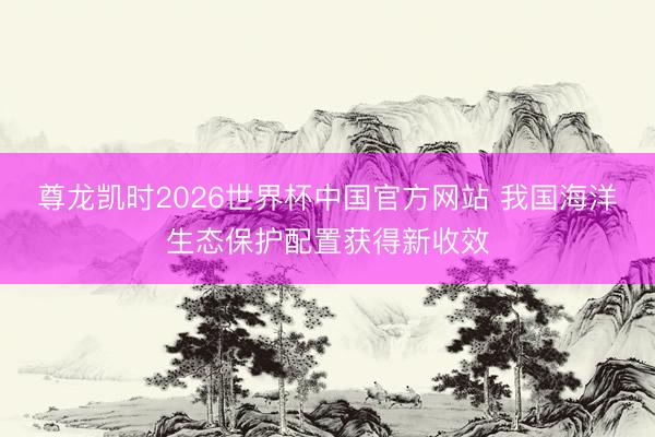 尊龙凯时2026世界杯中国官方网站 我国海洋生态保护配置获得新收效