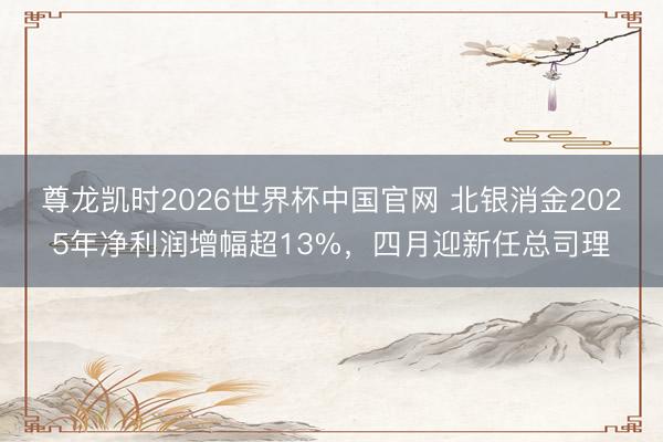 尊龙凯时2026世界杯中国官网 北银消金2025年净利润增幅超13%,四月迎新任总司理