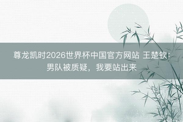 尊龙凯时2026世界杯中国官方网站 王楚钦：男队被质疑，我要站出来