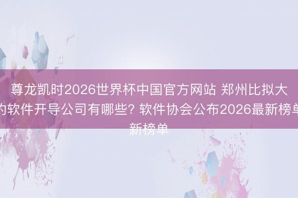 尊龙凯时2026世界杯中国官方网站 郑州比拟大的软件开导公司有哪些? 软件协会公布2026最新榜单